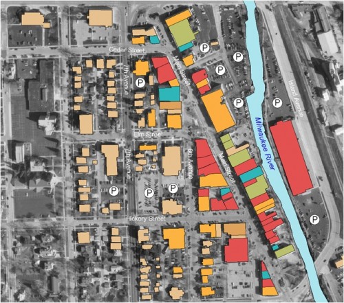 GIS map using different colors to illustrate different business clusters