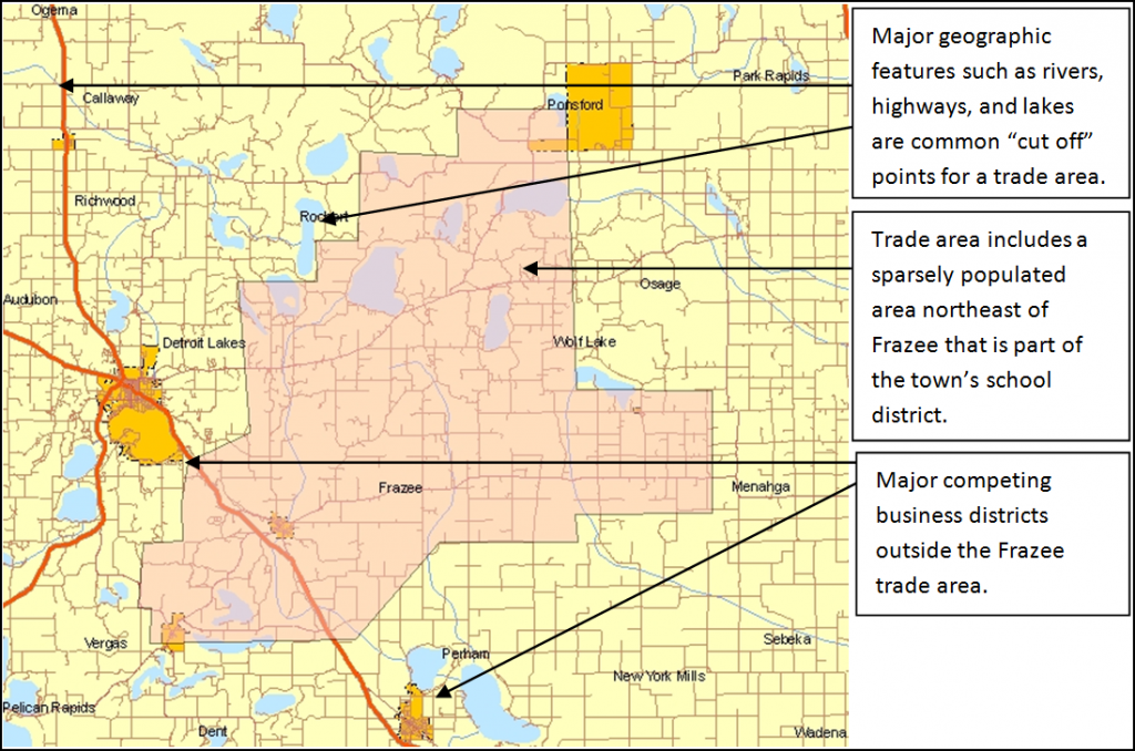 Example Map of Frazee, Minnesota Primary Trade Area 