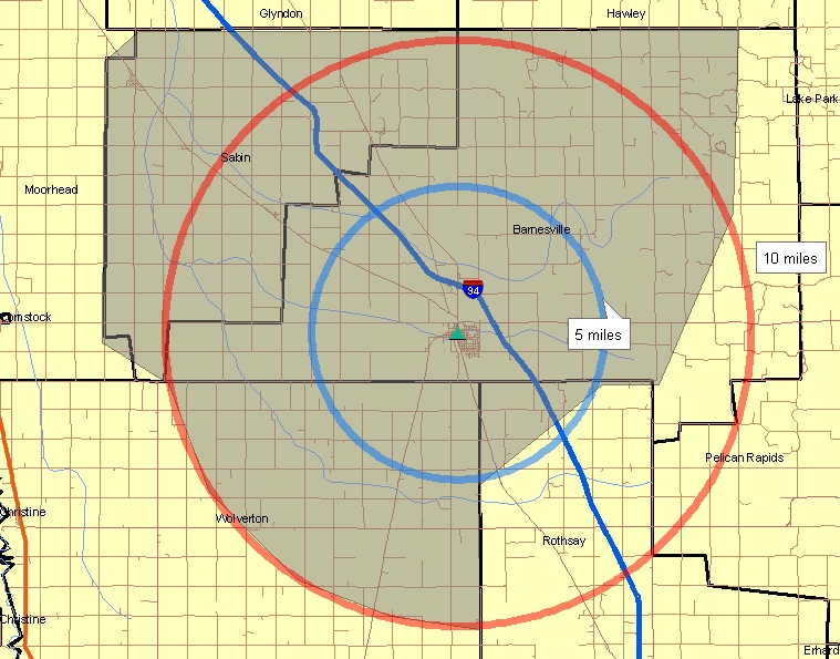 Zip Codes Describing Trade Area (Shade Area) Resulting from Business Owners Focus Group