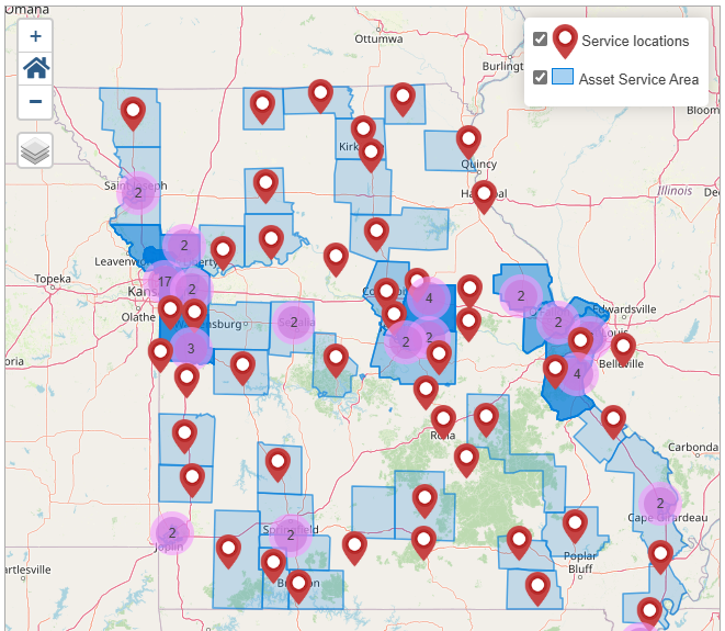 GIS map of digital assets in Missouri.