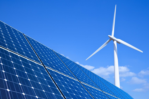 Solar panel and wind turbine