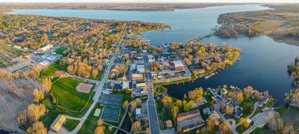Aerial view of the city of Green Lake