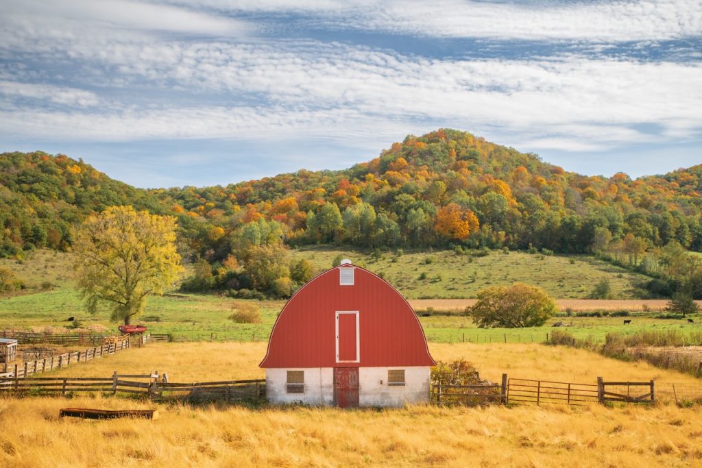 A farm in the Driftless area of Wisconsin. Photo provided by Driftless Wisconsin.