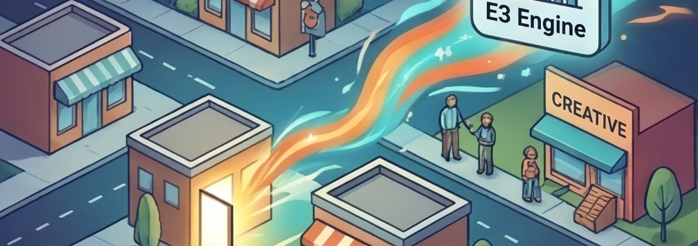 An AI generated image portrays a downtown and entrepreneurial ecosystem.